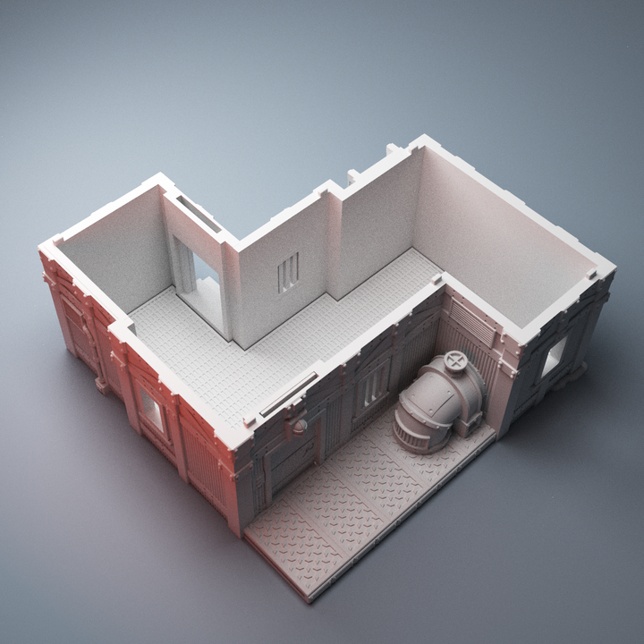 Corvus Games Terrain 3D Printable UnderNidus Pumping Station Building for 28mm - 32mm grimdark scifi tabletop wargaming