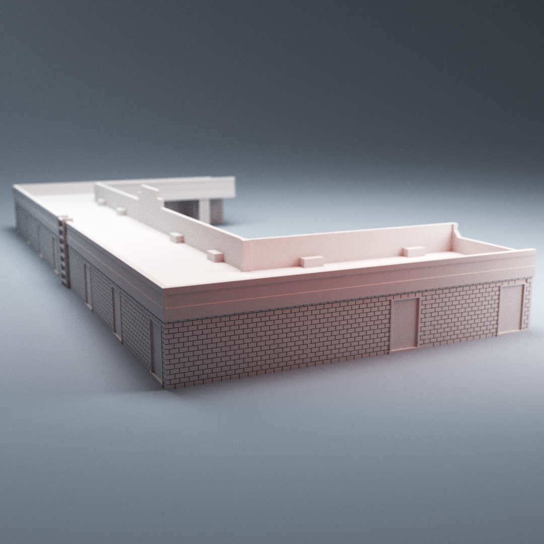 Corvus Games Terrain 3D Printable Urban Strip Mall for 28mm - 32mm urban zombie post apocalyptic heroic tabletop wargaming
