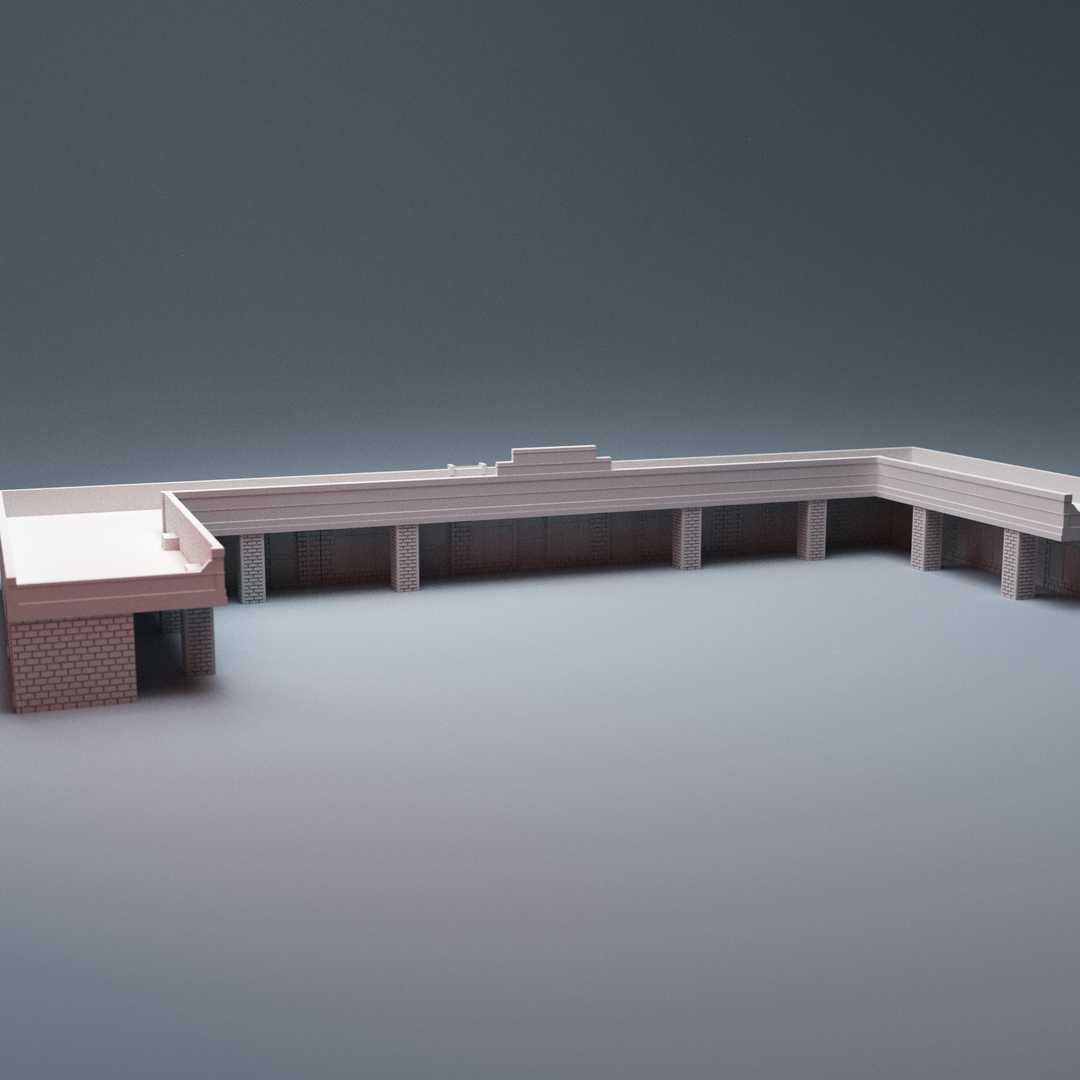 Corvus Games Terrain 3D Printable Urban Strip Mall for 28mm urban zombie tabletop wargaming