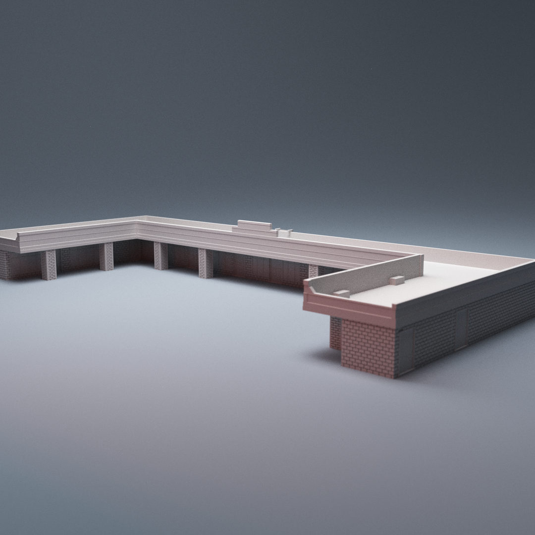 Corvus Games Terrain 3D Printable Urban Strip Mall for 28mm urban zombie tabletop wargaming