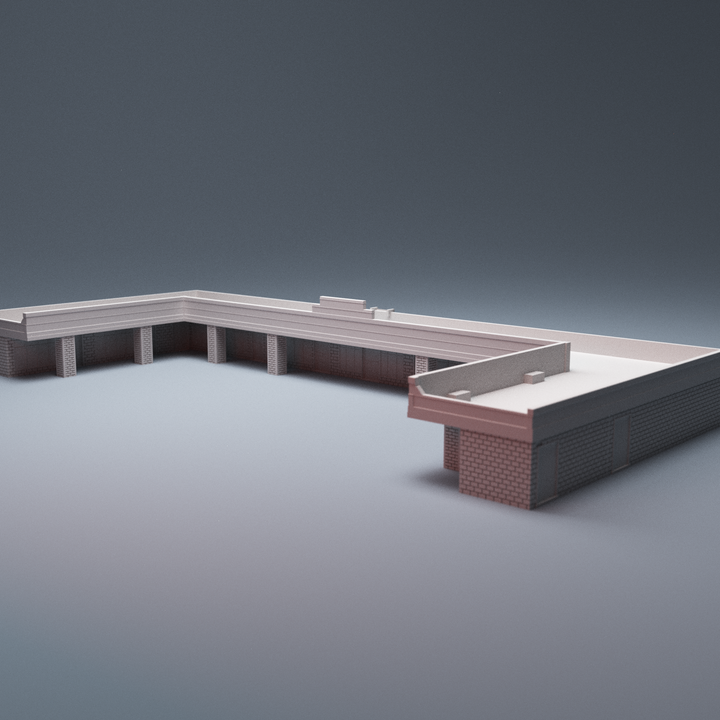 Corvus Games Terrain 3D Printable Urban Strip Mall for 28mm urban zombie tabletop wargaming