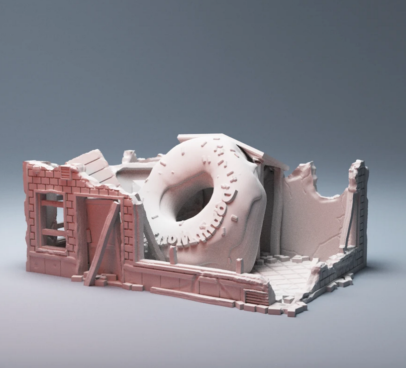 Corvus Games Terrain 3D Printable Urban and Heroic Donut Shop for 28mm - 40mm wargaming