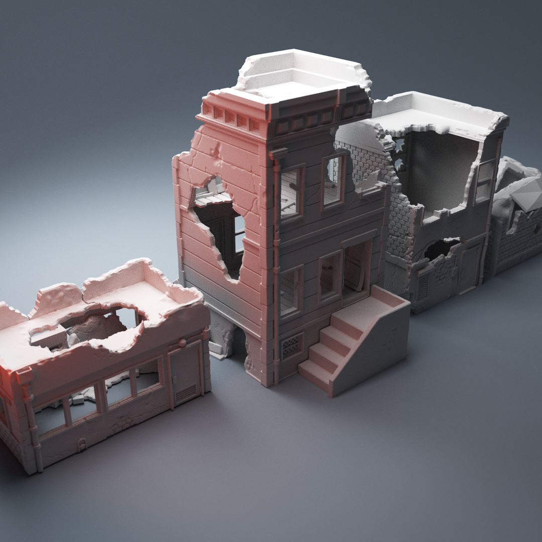 Corvus Games Terrain 3D Printable Urban and Heroic Ruined Buildings for 28mm - 40mm tabletop wargames