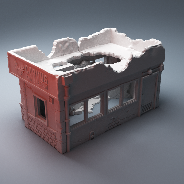 Corvus Games Terrain 3D Printable Urban and Heroic Ruined Corvus Building for 28mm - 40mm tabletop wargames