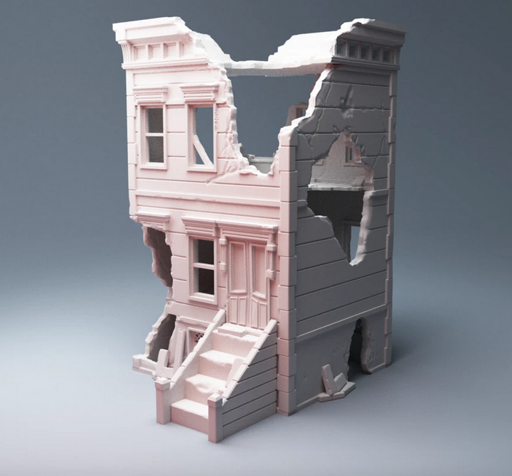 Corvus Games Terrain 3D Printable Urban and Heroic Three Floor Townhouse Brownstone for 28mm - 40mm wargaming