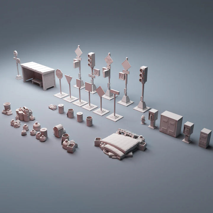 Corvus Games Terrain 3D printable Urban Phase 7 bundle of terrain for 28mm - 40mm urban tabletop wargaming