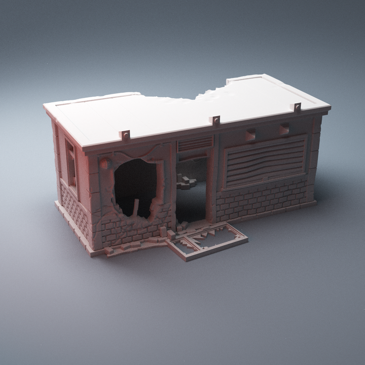 Corvus Games Terrain 3D Printable ruined street vendors building type B for 28mm - 40mm urban heroic tabletop wargames
