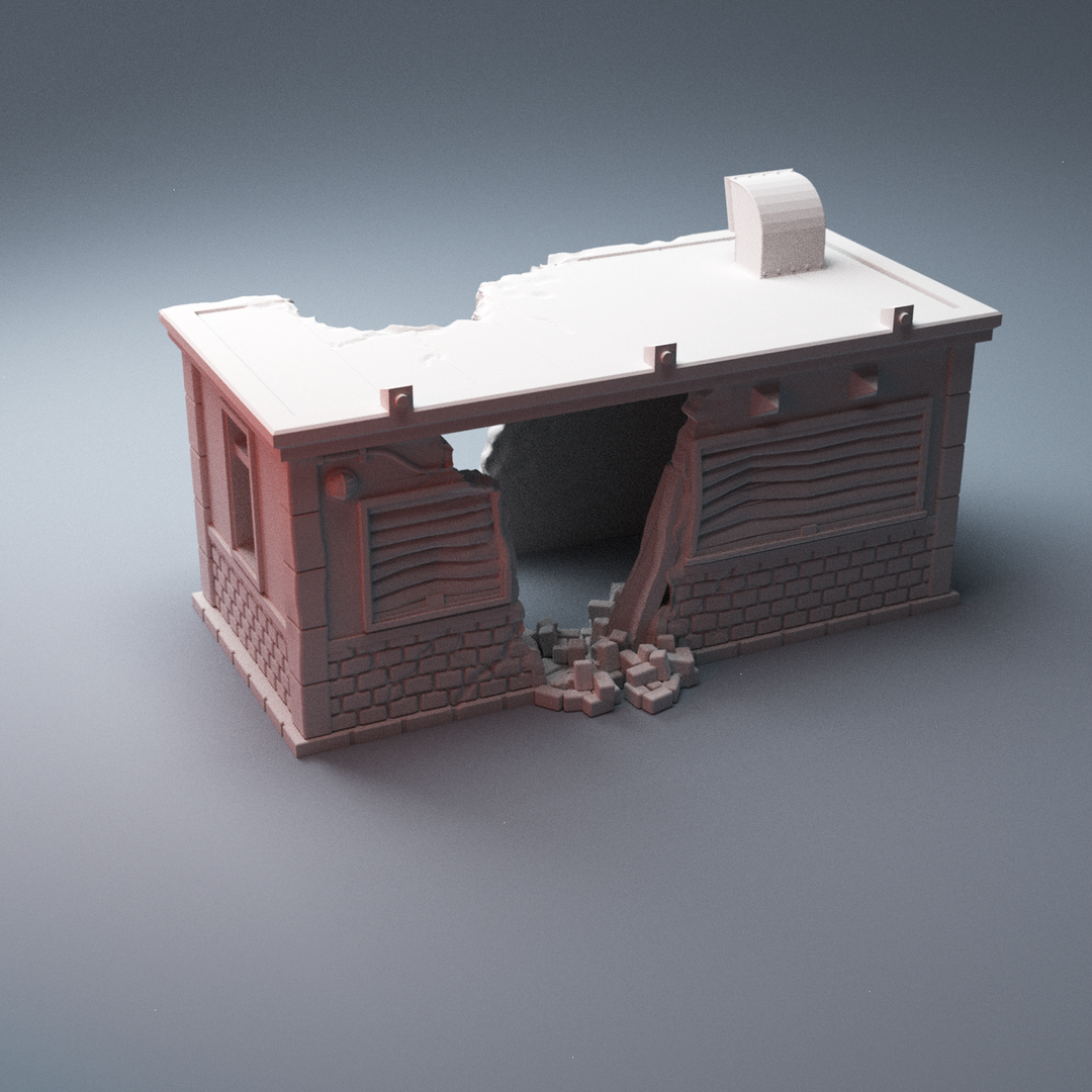 Corvus Games Terrain 3D Printable ruined street vendors building type B for 28mm - 40mm urban heroic tabletop wargames
