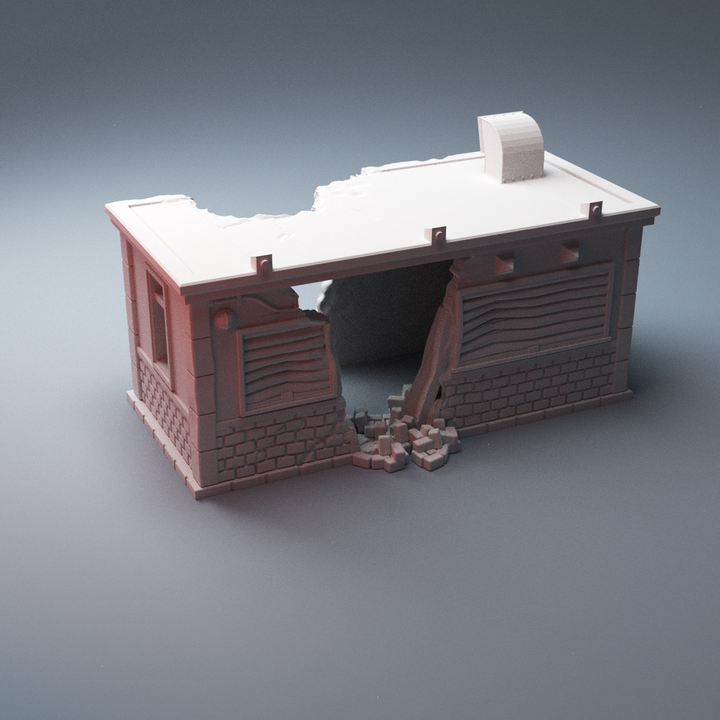 Corvus Games Terrain 3D Printable ruined street vendors building type B for 28mm - 40mm urban heroic tabletop wargames