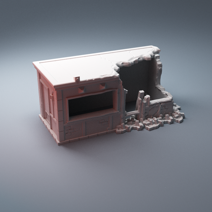 Corvus Games Terrain 3D Printable ruined street vendors building type B for 28mm - 40mm urban heroic tabletop wargames