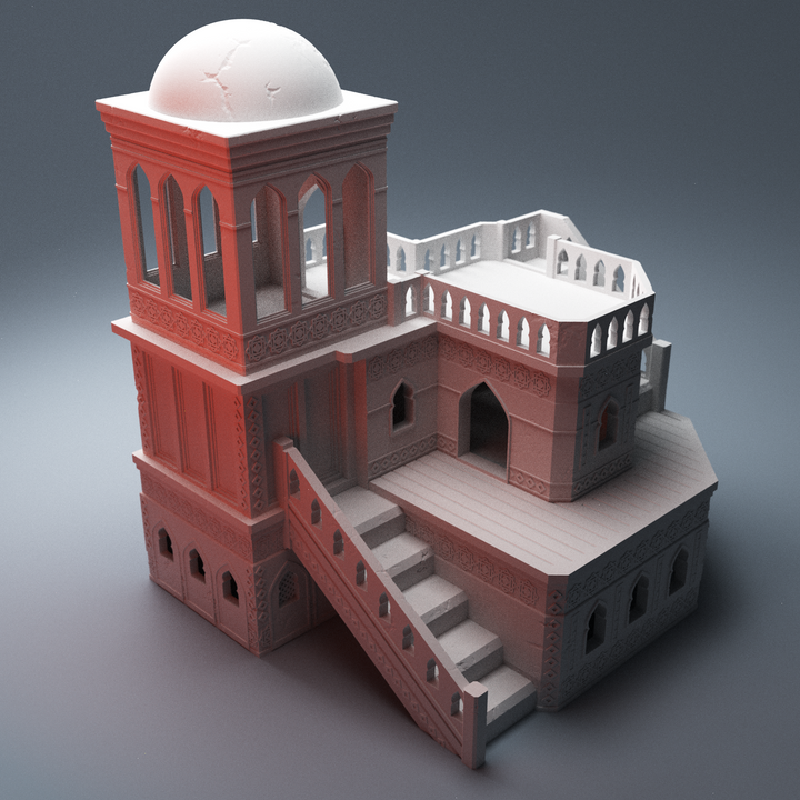 Corvus Games Terrain 3D Printable scifi Atreus Settlement Government Building A for 28mm scifi tabletop wargaming