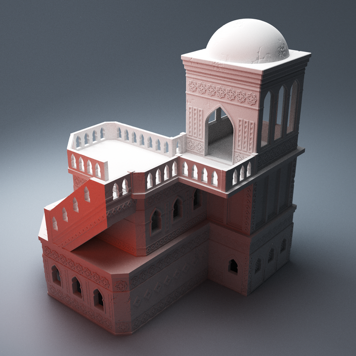 Corvus Games Terrain 3D Printable scifi Atreus Settlement Government Building A for 28mm scifi tabletop wargaming