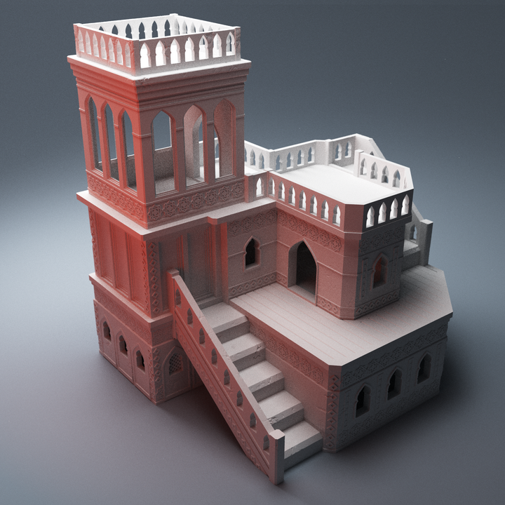 Corvus Games Terrain 3D Printable scifi Atreus Settlement Government Building F for 28mm scifi tabletop wargaming