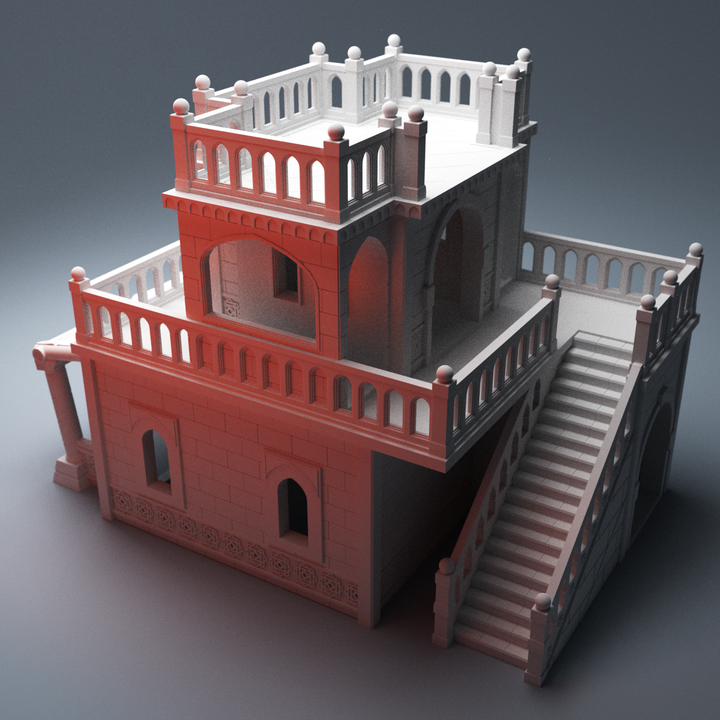 Corvus Games Terrain 3D Printable scifi Atreus Settlement Market Building for 28mm scifi tabletop wargaming