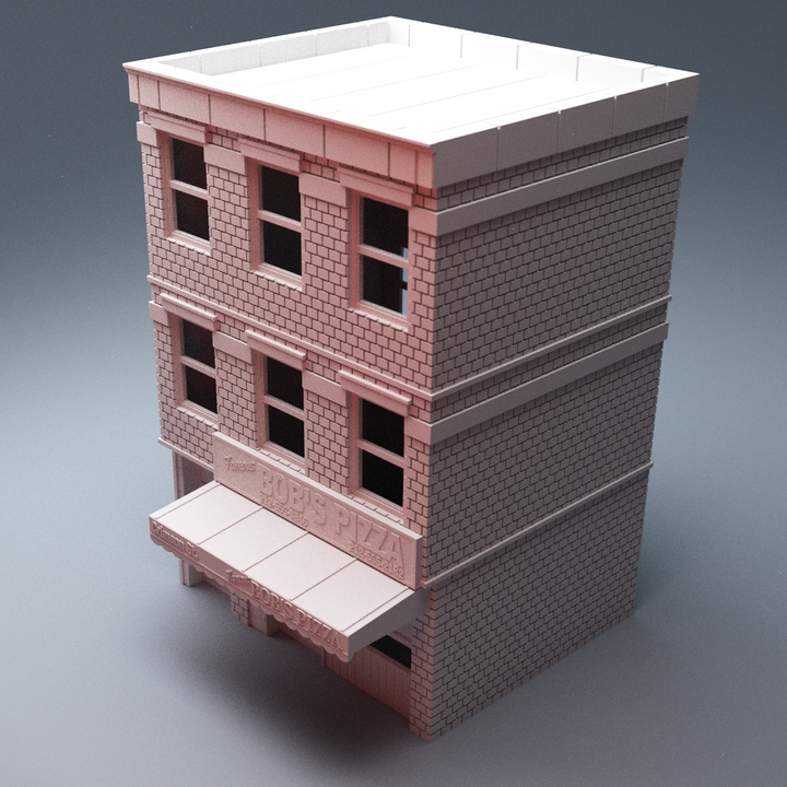 Corvus Games Terrain 3D Printable urban Bobs Pizza Place for 28mm - 40mm scale tabletop wargames