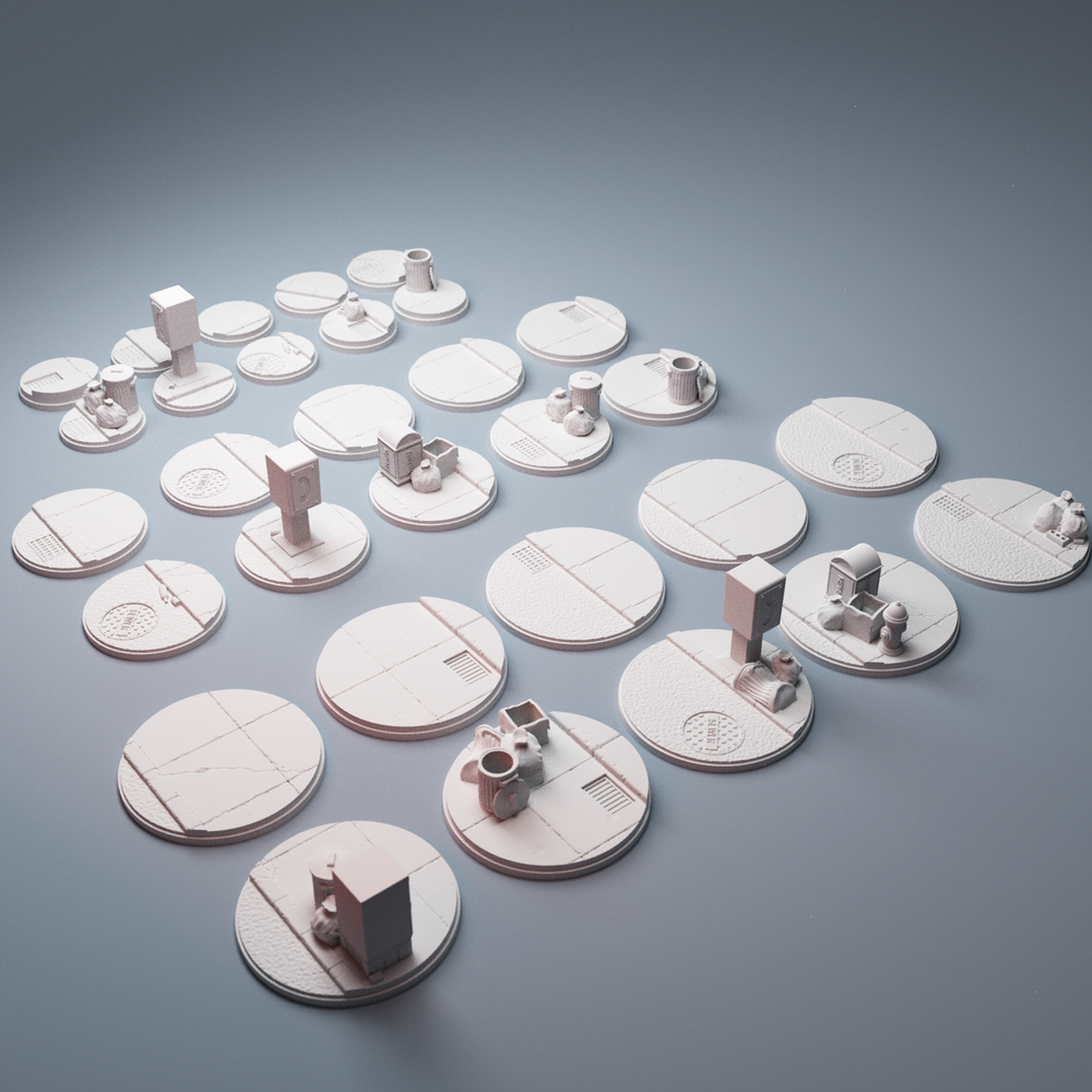 Corvus Games Terrain 3D Printable urban crisis city bases for 40mm tabletop protocol wargaming