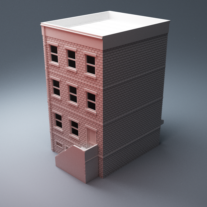 Corvus Games Terrain 3D Printable urban three floor brownstone style townhouse for 28mm scale tabletop wargaming