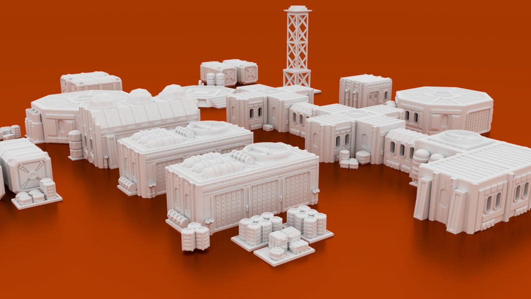 Corvus Games Terrain 3D printable 15mm scifi outpost compound buildings