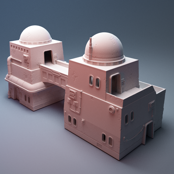 Corvus Games Terrain 3D printable BahTwo House A for 28mm - 34mm scifi tabletop wargaming