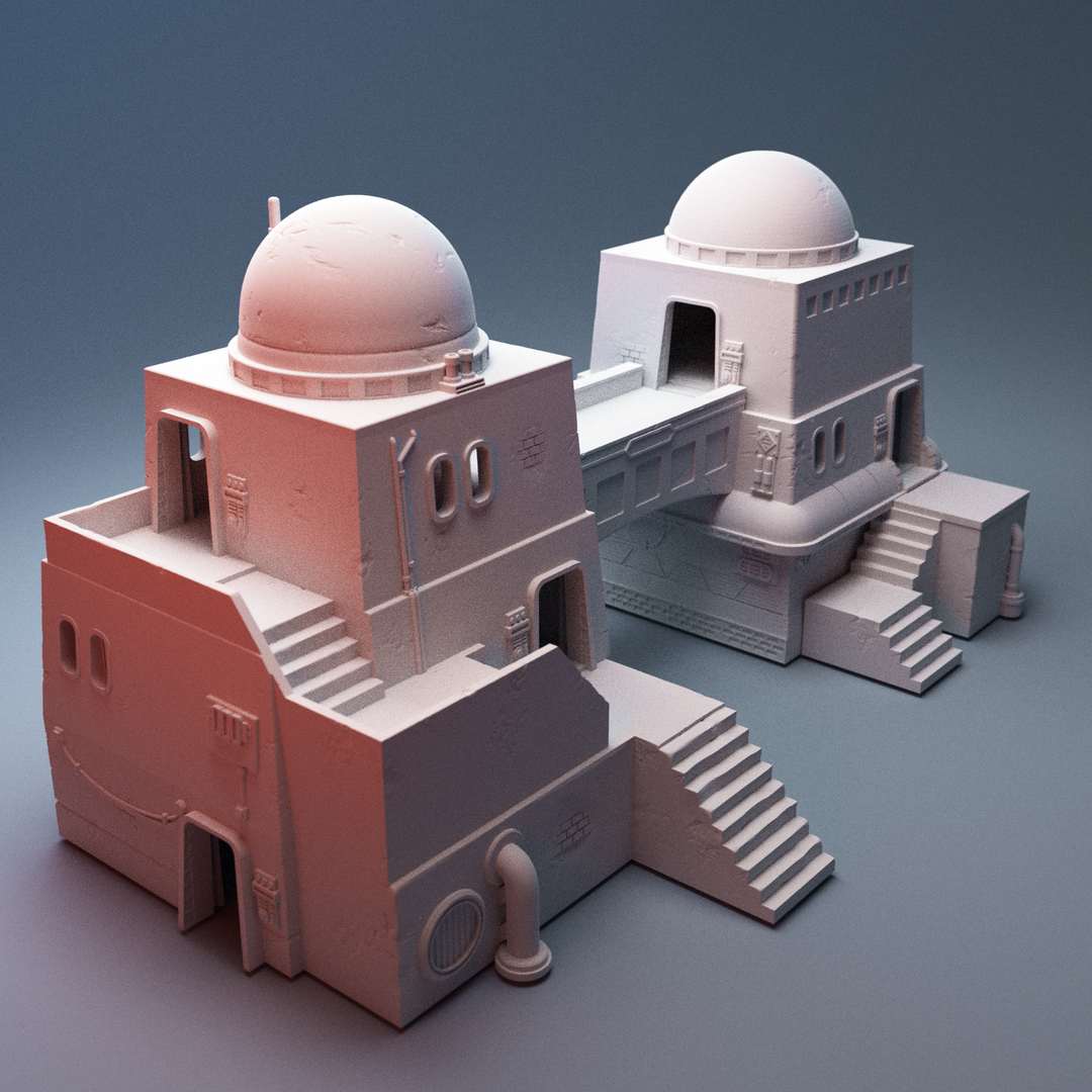 Corvus Games Terrain 3D printable BahTwo House A for 28mm - 34mm scifi tabletop wargaming