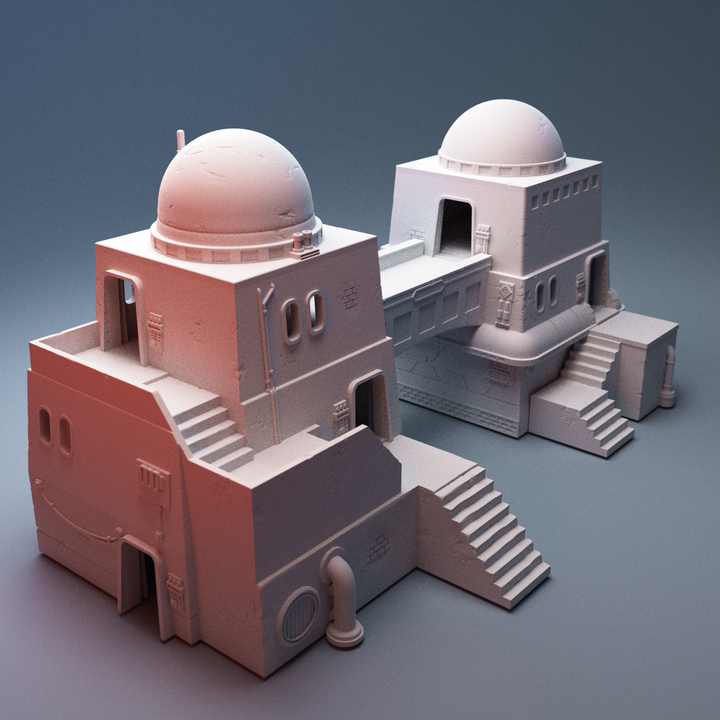 Corvus Games Terrain 3D printable BahTwo House A for 28mm - 34mm scifi tabletop wargaming