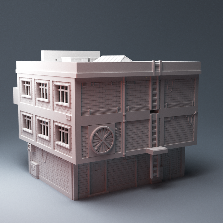 Corvus Games Terrain 3D printable Cheap Hotel for 28mm cyberpunk and scifi tabletop wargames and RPG, Reality's Edge, Neuromancer