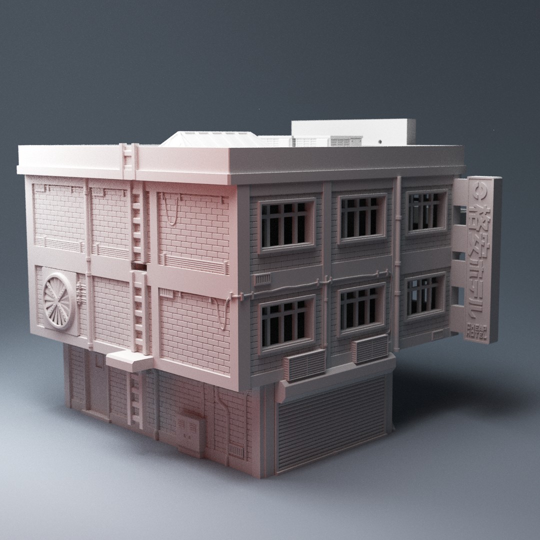 Corvus Games Terrain 3D printable Cheap Hotel for 28mm cyberpunk and scifi tabletop wargames and RPG, Reality's Edge, Neuromancer