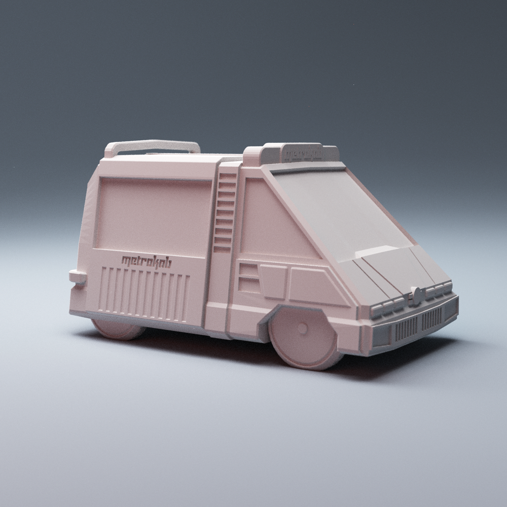 Corvus Games Terrain 3D printable Cyberpunk scifi Metro Taxi Cab Vehicle for 28mm tabletop miniatures wargames