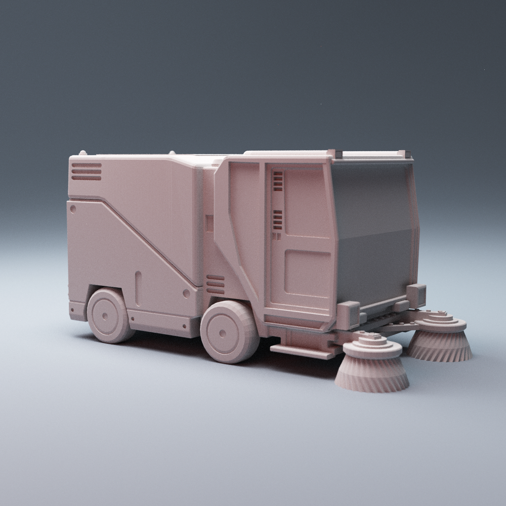 Corvus Games Terrain 3D printable Cyberpunk inspired scifi Street Sweeper Vehicle for 28mm tabletop wargames