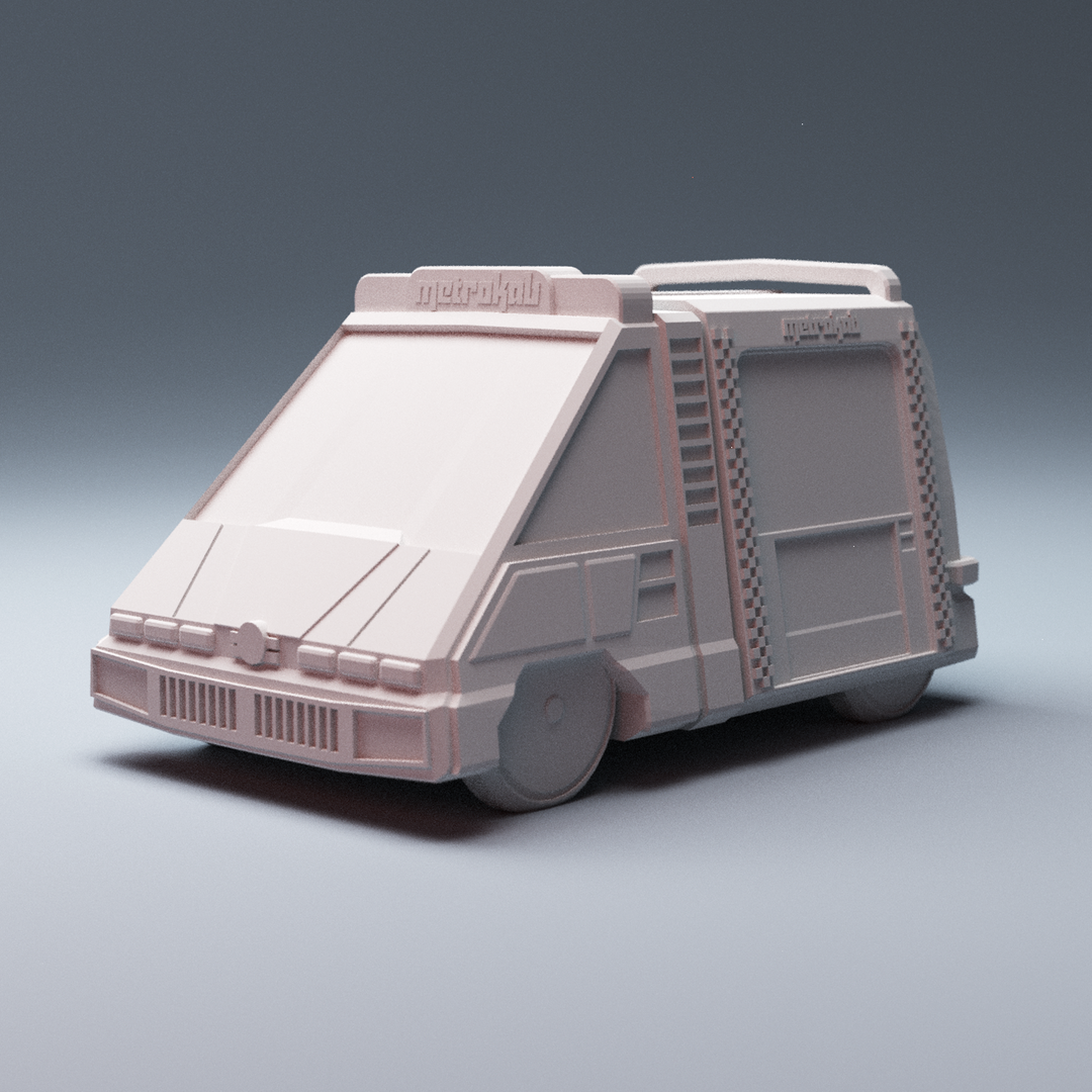 Corvus Games Terrain 3D printable Cyberpunk scifi Metro Taxi Cab Vehicle for 28mm tabletop miniatures wargames