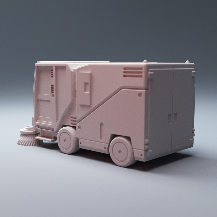 Corvus Games Terrain 3D printable Cyberpunk inspired scifi Street Sweeper Vehicle for 28mm tabletop wargames