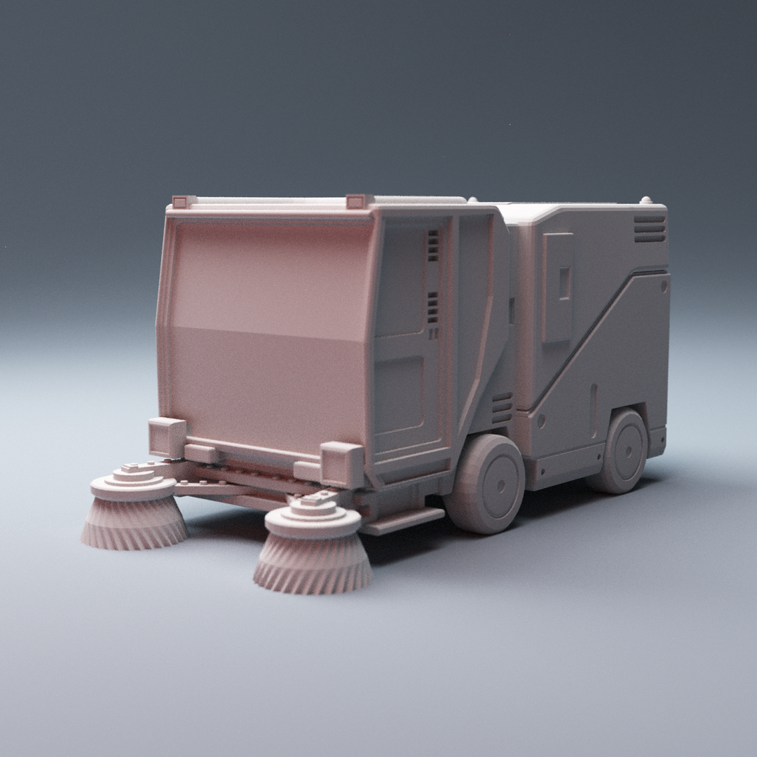 Corvus Games Terrain 3D printable Cyberpunk inspired scifi Street Sweeper Vehicle for 28mm tabletop wargames