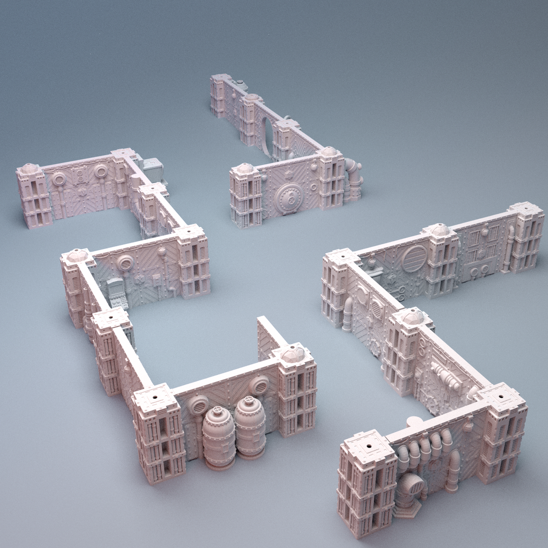 Corvus Games Terrain 3D printable Diregloom modular walls and corridors for 28mm - 32mm grimdark scifi tabletop wargaming