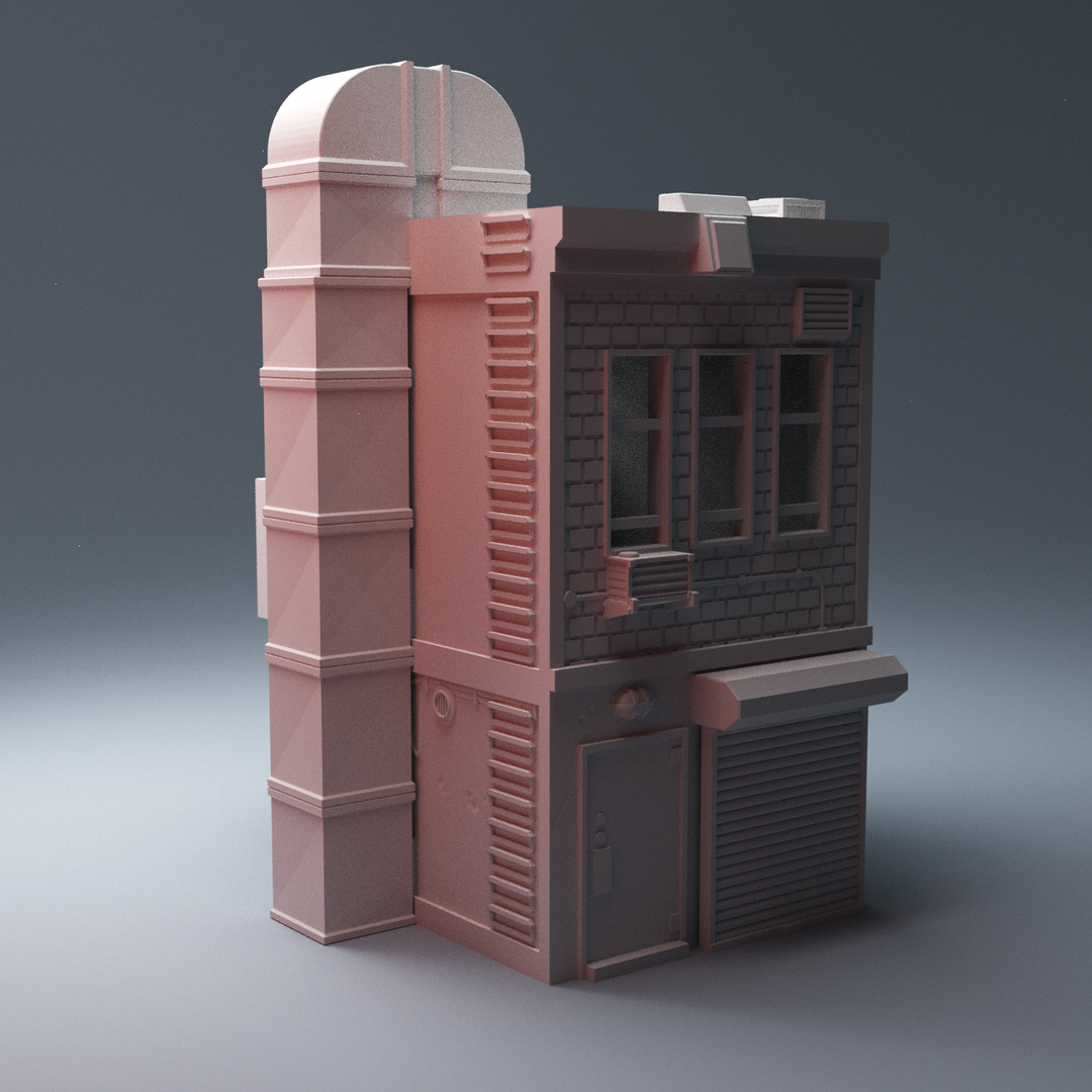 Corvus Games Terrain 3D printable Eat Now Restaurant 28mm cyberpunk and scifi tabletop wargaming