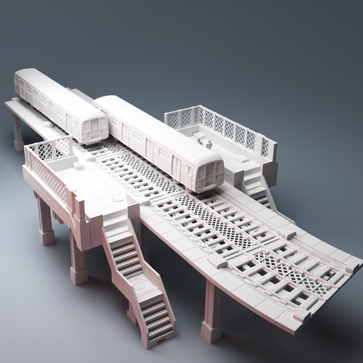 Corvus Games Terrain 3D printable Elevated Trainline for 28mm - 40mm miniatures wargames such as Crisis Protocol, The Walking Dead, Fallout