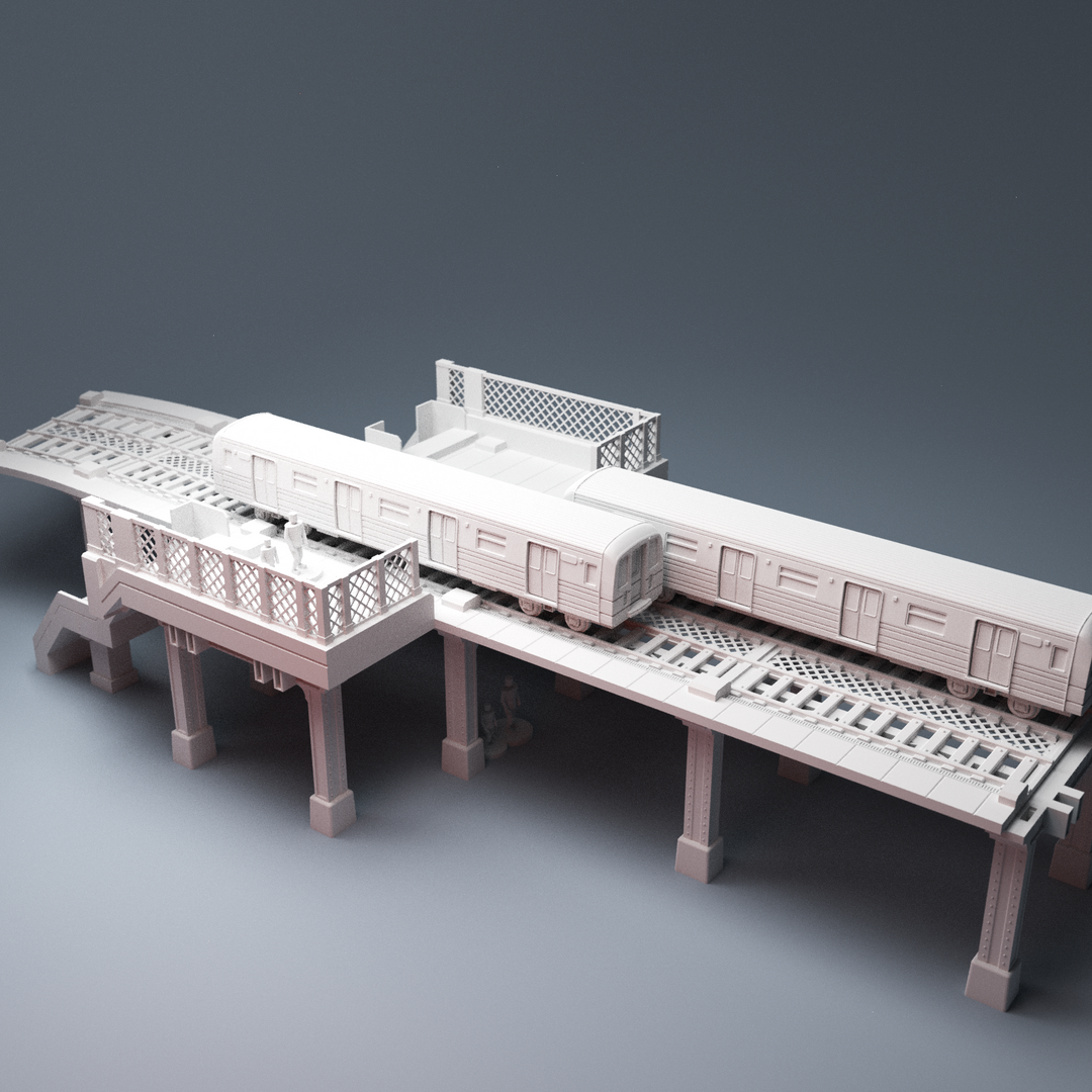 Corvus Games Terrain 3D printable Elevated Trainline for 28mm - 40mm miniatures wargames such as Crisis Protocol, The Walking Dead, Fallout