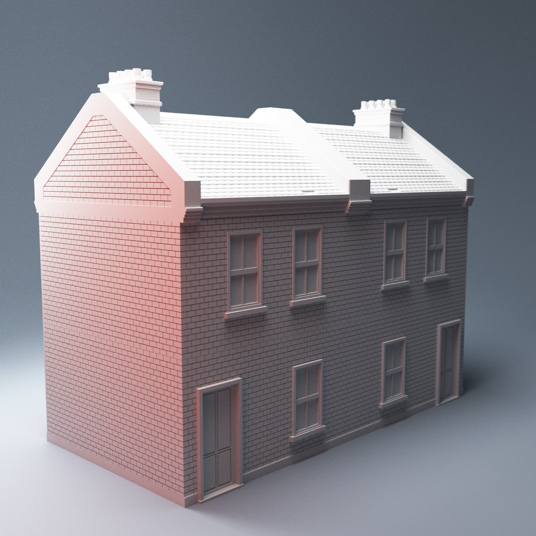 Corvus Games Terrain 3D printable English Terraced House for The Walking Dead, Last Days, This Is Not A Test, Marvel Crisis Protocol and other survival games and WW2