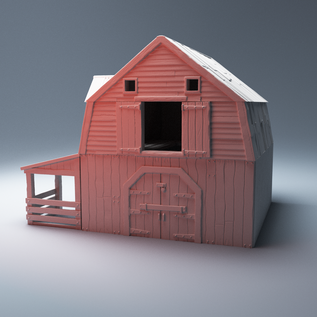 Corvus Games Terrain 3D printable Farm Barn for The Walking Dead, Last Days, This Is Not A Test, Marvel Crisis Protocol Zombie Apocalypse Greene Family Barn