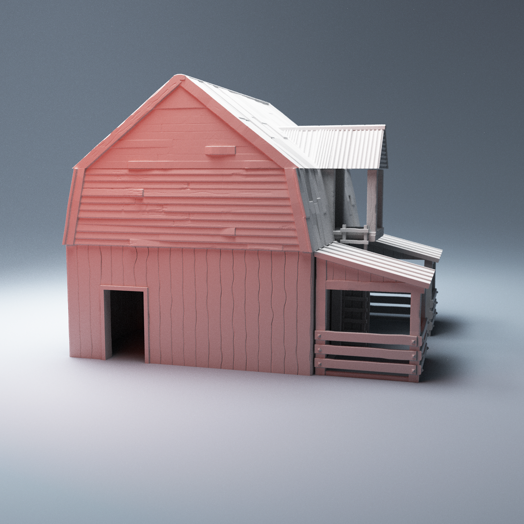 Corvus Games Terrain 3D printable Farm Barn for The Walking Dead, Last Days, This Is Not A Test, Marvel Crisis Protocol Zombie Apocalypse Greene Family Barn