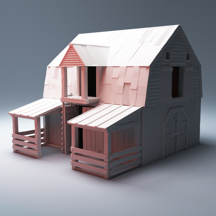 Corvus Games Terrain 3D printable Farm Barn for The Walking Dead, Last Days, This Is Not A Test, Marvel Crisis Protocol Zombie Apocalypse Greene Family Barn