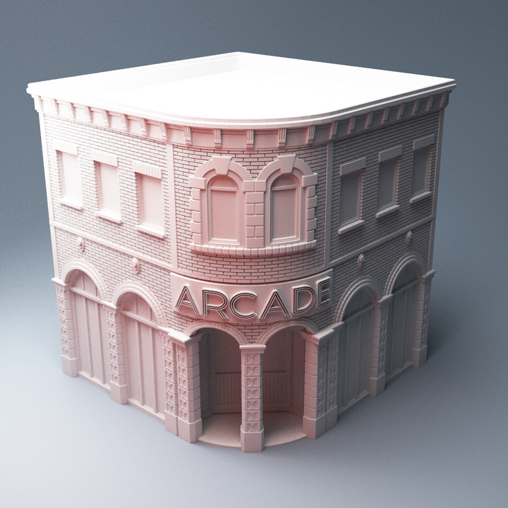 Corvus Games Terrain 3D printable Flynn's Arcade Building for The Walking Dead, Last Days, This Is Not A Test, Marvel Crisis Protocol Zombie Apocalypse 28mm - 40mm wargaming