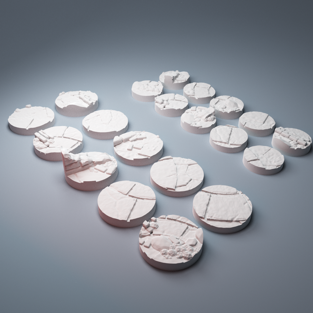 Corvus Games Terrain 3D printable Frozen City fantasy 25mm and 32mm miniature bases compatible with Frostgrave