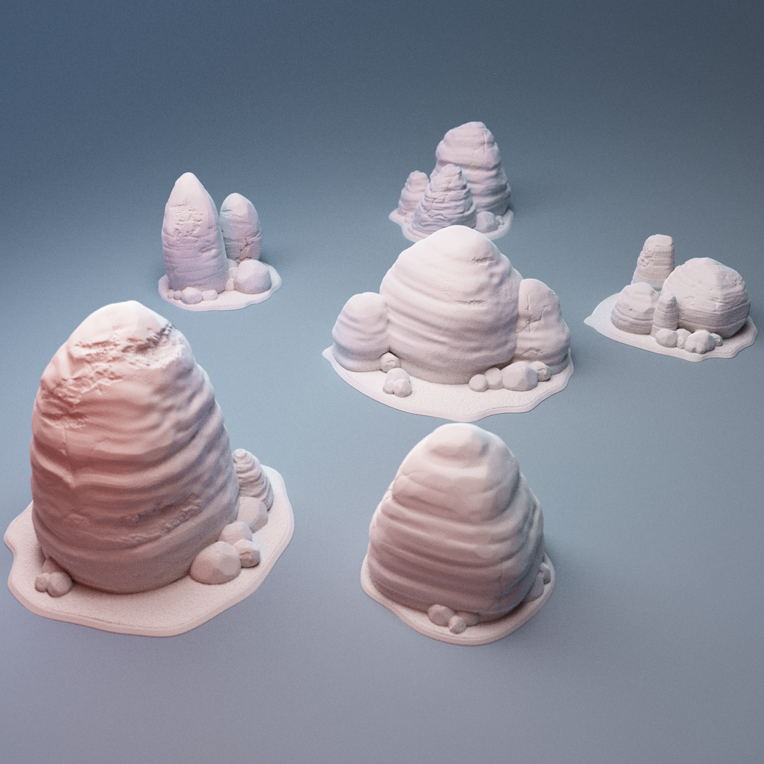 Corvus Games Terrain 3D printable Haarapan Plains Rocky Scatter for 28mm - 34mm scifi tabletop wargaming