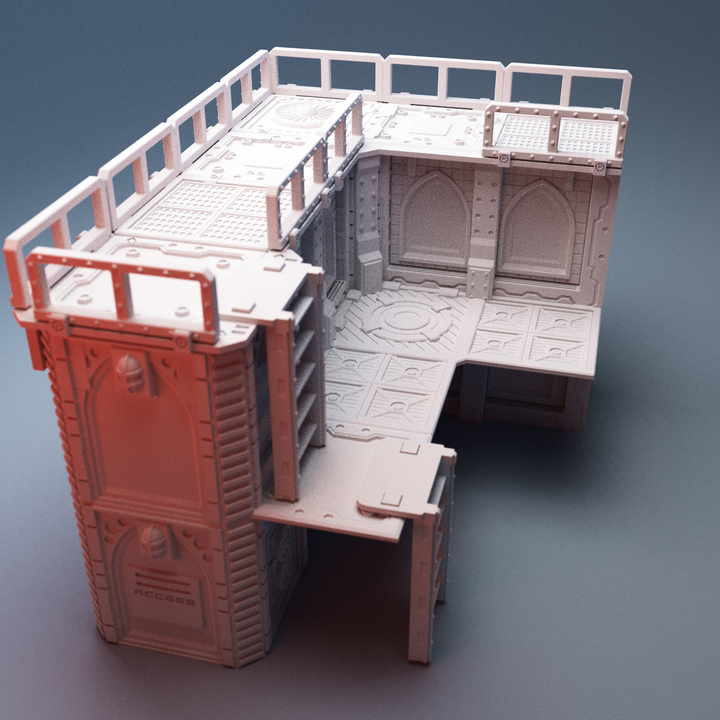 Corvus Games Terrain 3D printable L Shaped UnderNidus Zone for 28mm scifi tabletop wargaming 1