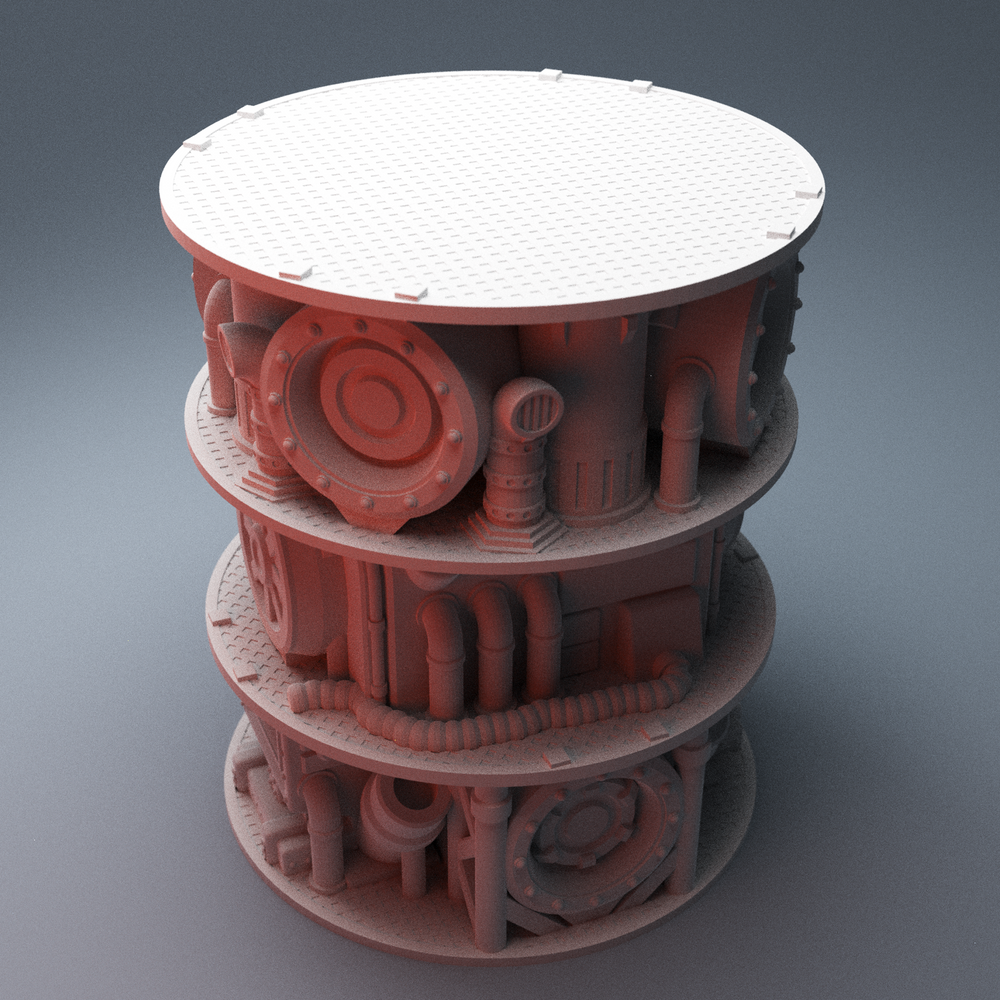 Corvus Games Terrain 3D printable Machinery Stacks for 28mm scifi tabletop wargaming