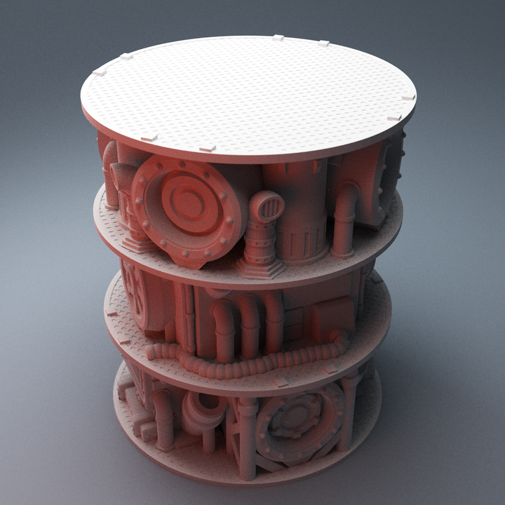 Corvus Games Terrain 3D printable Machinery Stacks for 28mm scifi tabletop wargaming