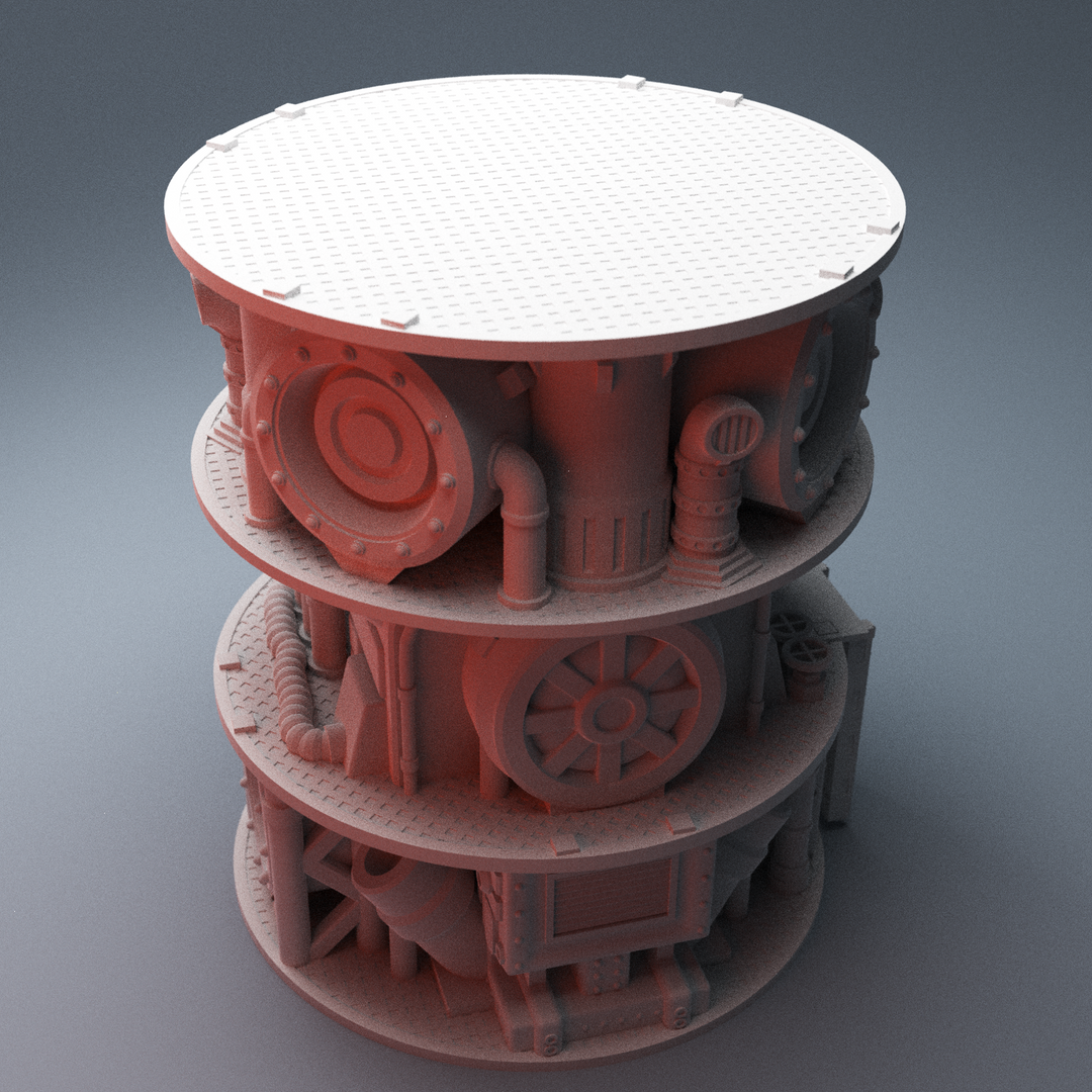 Corvus Games Terrain 3D printable Machinery Stacks for 28mm scifi tabletop wargaming