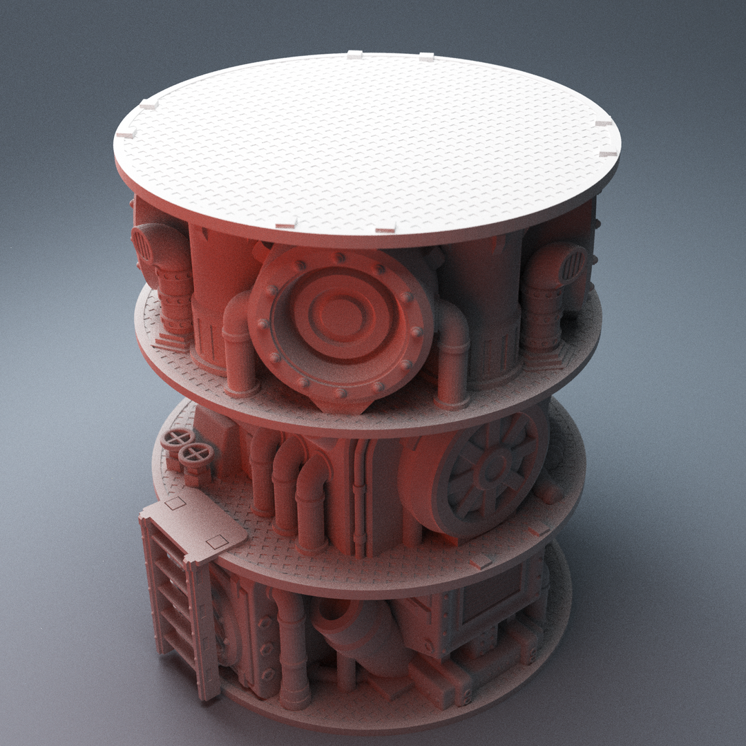 Corvus Games Terrain 3D printable Machinery Stacks for 28mm scifi tabletop wargaming