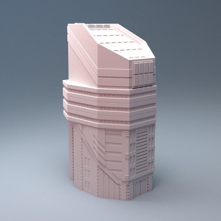Corvus Games Terrain 3D printable Mecha City One Downtown Building Bundle for 6mm scifi tabletop wargaming