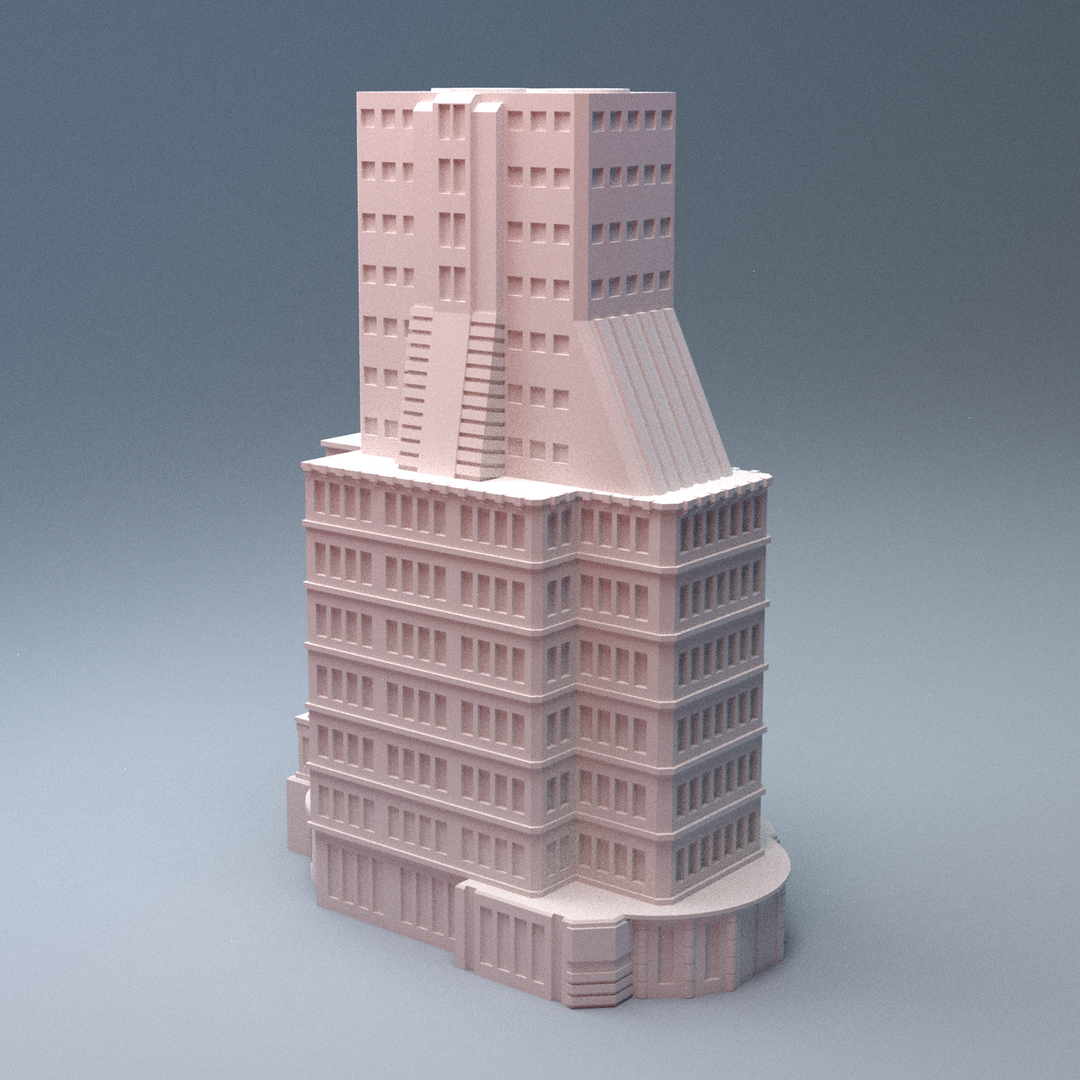 Corvus Games Terrain 3D printable Mecha City One Downtown Building Bundle for 6mm scifi tabletop wargaming
